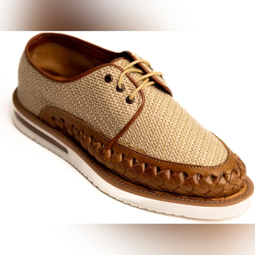 NWB Mexico en la Piel Handmade Leather and Jute Huarache Shoes Men‎ Size 8